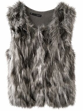 Maurices Charcoal Knit Vest with Faux Fur Trim